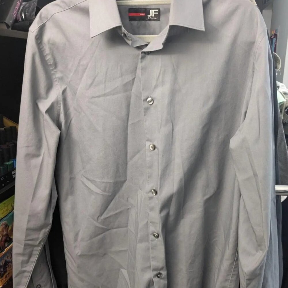 JF J.Ferrar Gray Button Down Size M